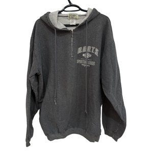 Roots Sporting Goods Grey Quarter Zip Hoodie Vintage - Size L-XL